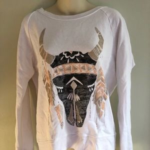 NWOT Brokedown White Skull Crewneck Sweatshirt